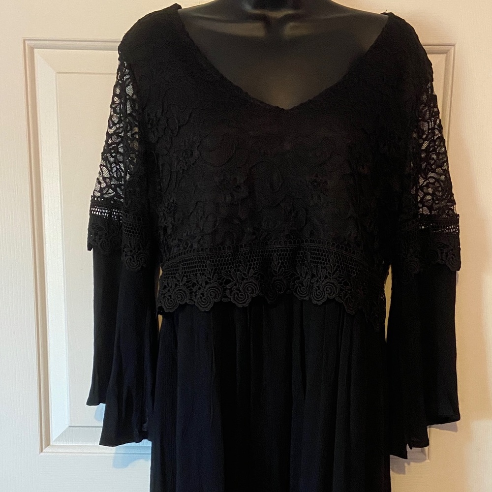 Zanzea new black lace mini dress size large